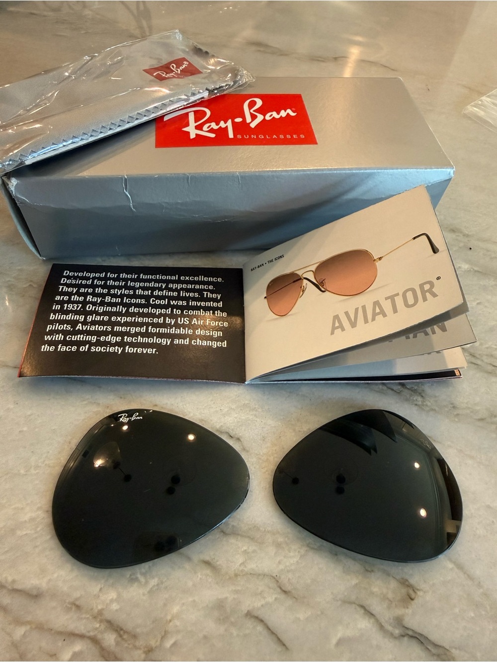 Ray-Ban Replacement Aviator Lenses - Authentic Green G-15 Kit - NEW